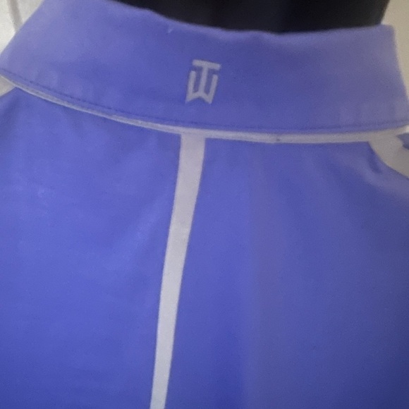 Nike Tiger Woods Collection Golf Polo Shirt Dri-Fit SS Purple Blue Striped Large - Picture 5 of 6